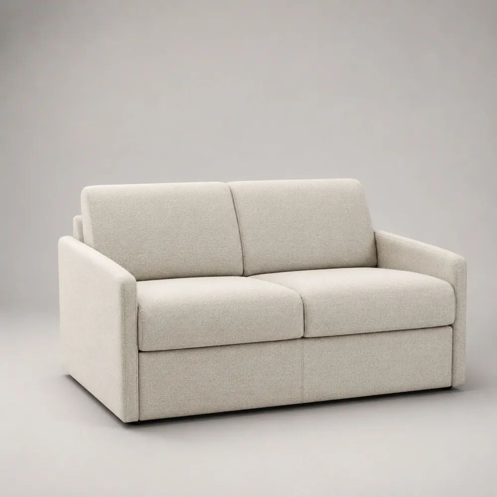 2-Sitzer-Sofa mit Bouclébezug, rechteckig, Cremeweiß, 155 × 85 × 85 cm