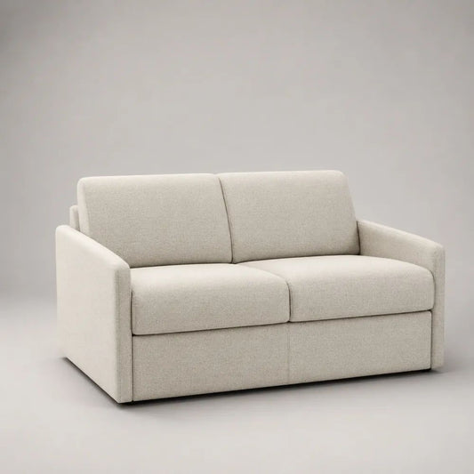 2-Sitzer-Sofa mit Bouclébezug, rechteckig, Cremeweiß, 155 × 85 × 85 cm