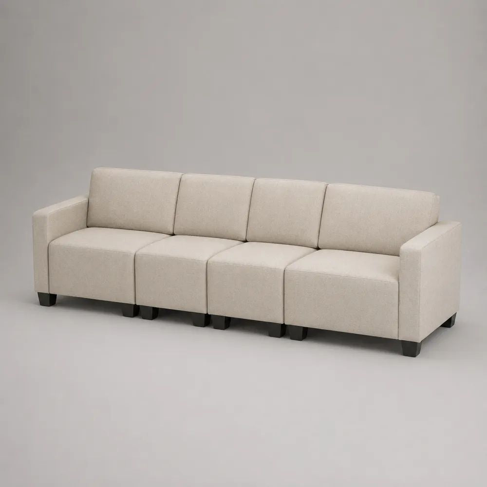 Modulares 4-Sitzer-Sofa aus Stoff, 4-teilig, Beige/Schwarz, 280 × 80 × 80 cm