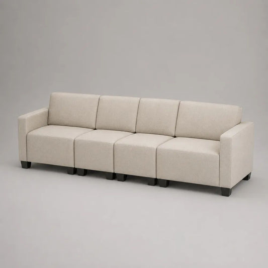 Modulares 4-Sitzer-Sofa aus Stoff, 4-teilig, Beige/Schwarz, 280 × 80 × 80 cm