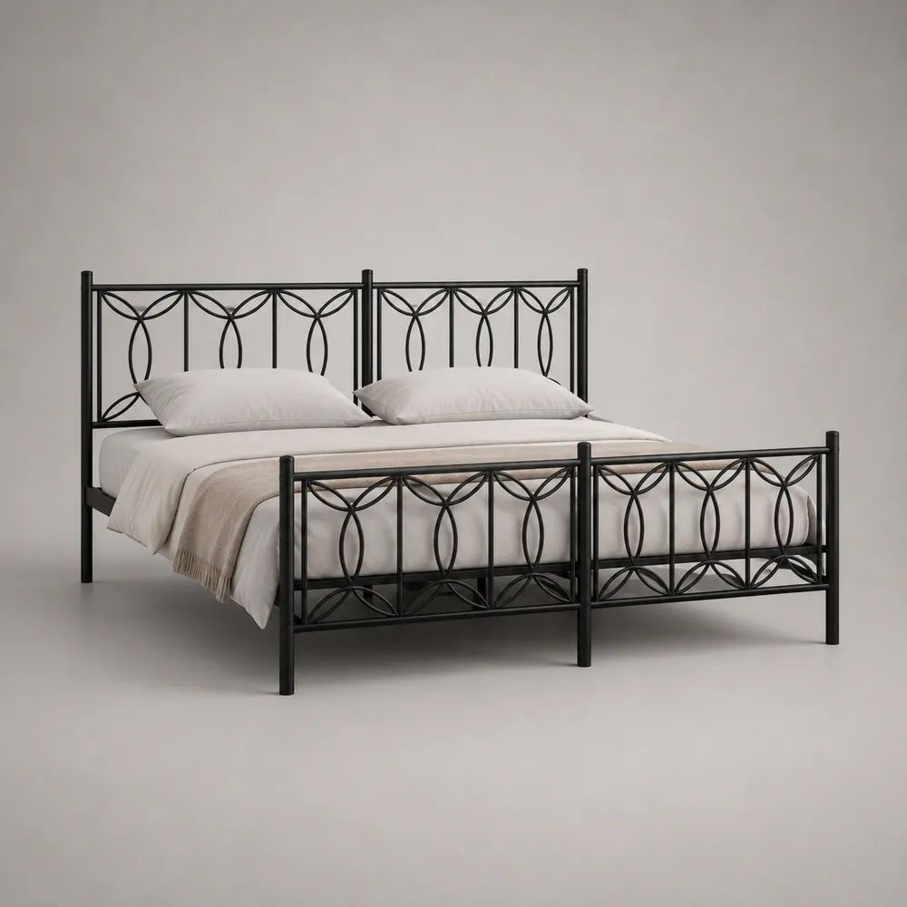 Metallbett Doppelbett aus Stahl, Schwarz, Liegefläche 160 x 200 cm