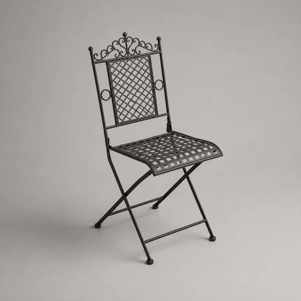 Klappbarer Gartenstuhl aus Stahl mit Gittermuster, Schwarz, 40 × 46 × 92 cm