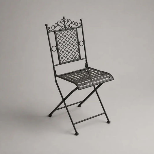 Klappbarer Gartenstuhl aus Stahl mit Gittermuster, Schwarz, 40 × 46 × 92 cm